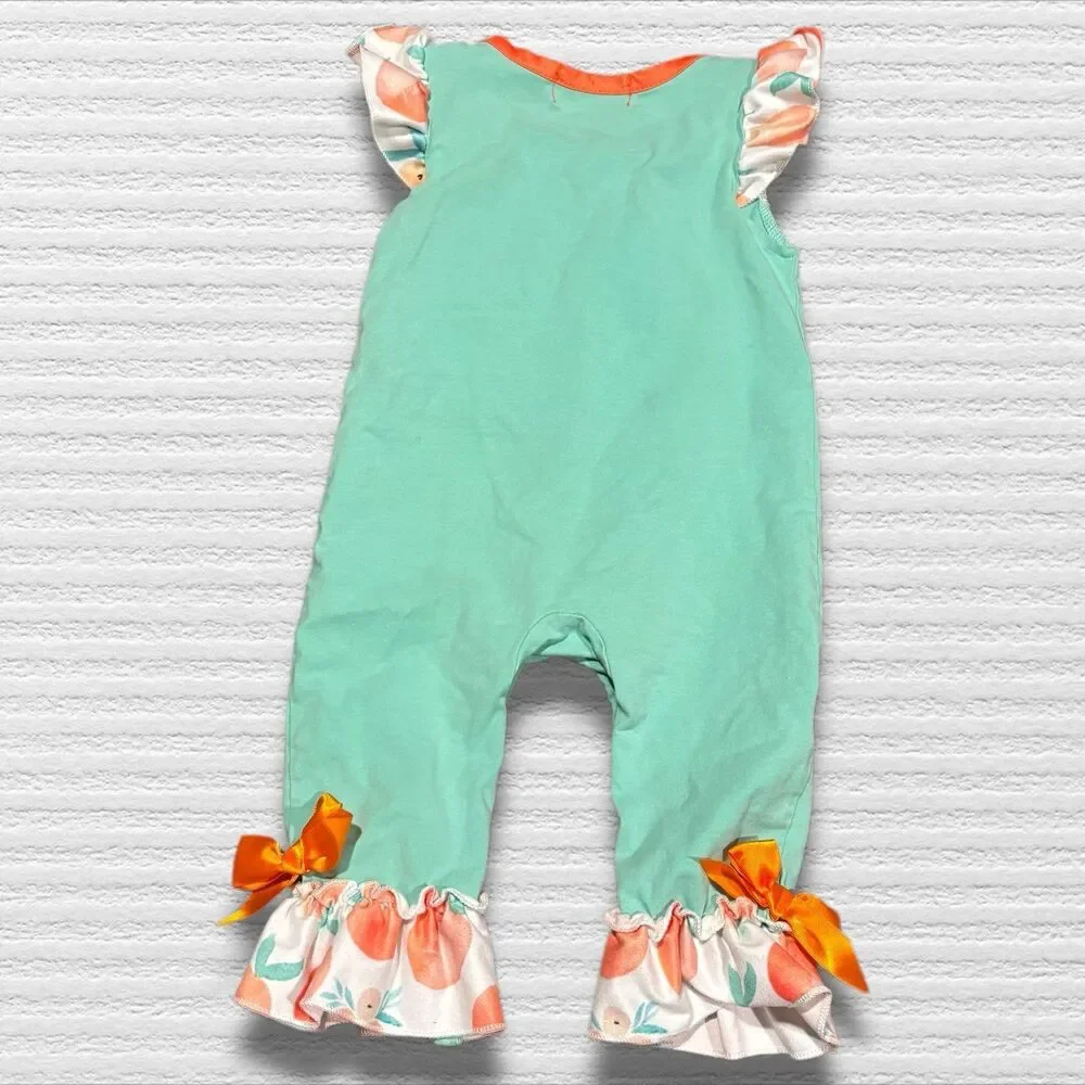 Marie Nicole 6-12 Mint & Peach Ruffle Romper
